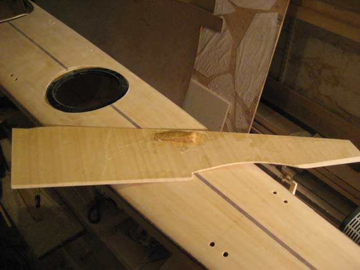Wood strip surfski cockpit