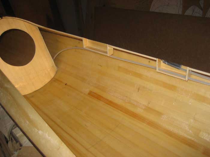 Wood strip surfski cockpit