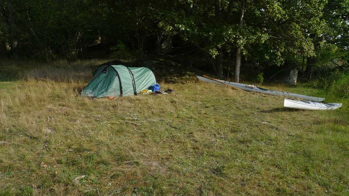 Tältplats under ekarna. Med den här gången fanns Njord och Frej.