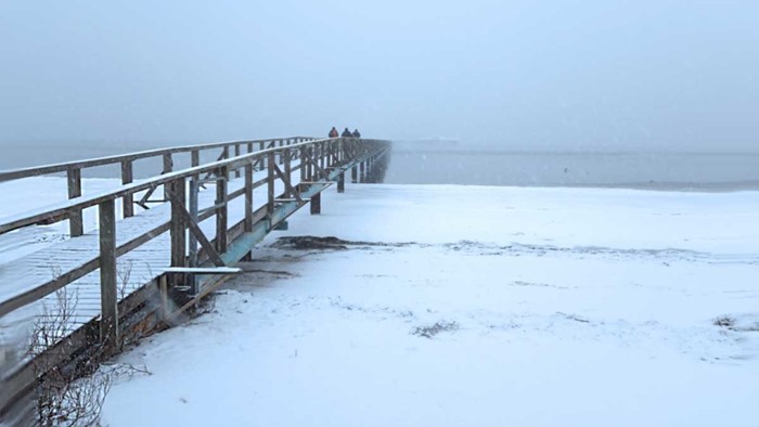 Bjerreds Saltsjöbad i ymnigt snöfall