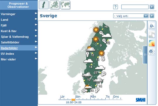 SMHIs vädersajt