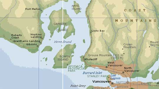 Karta över Howe Sound