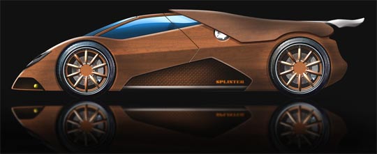 Hightech sportscar in wood