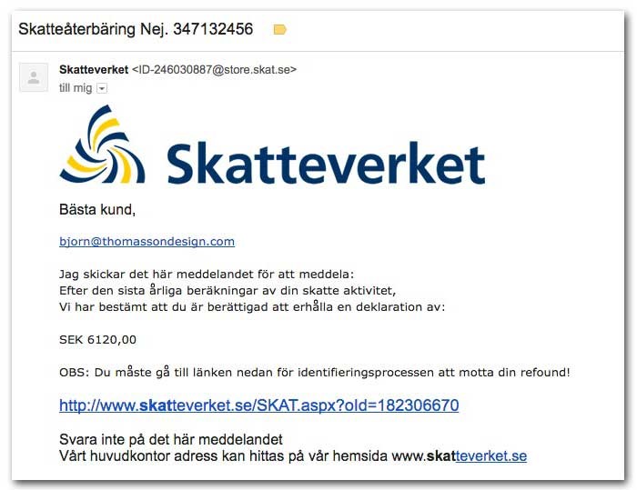 Mail från jag, &quot;skat-teverket&quot;